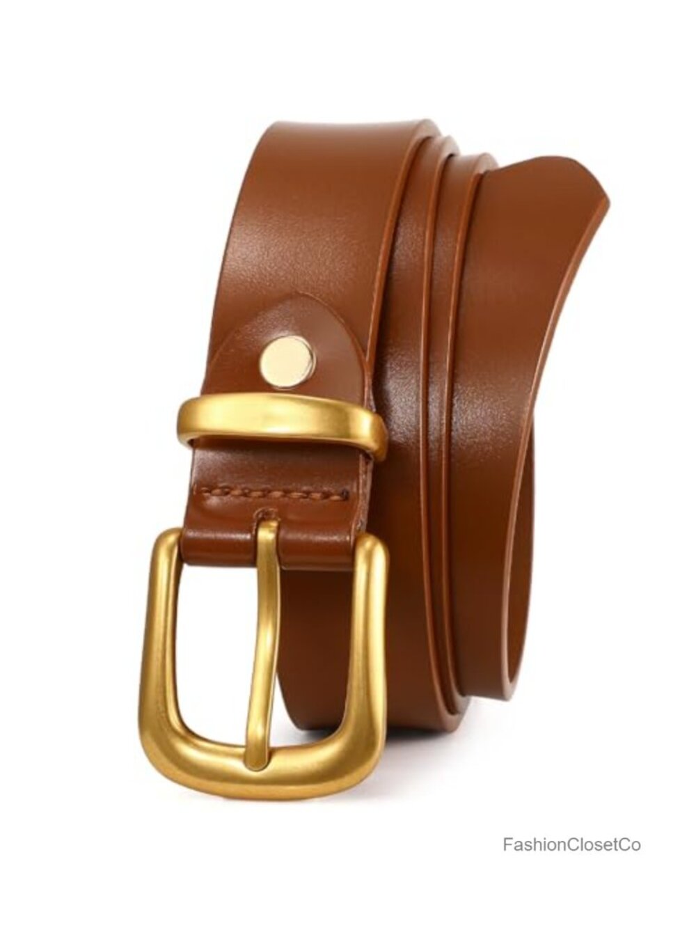 Genuine Leather Belt with Gold Buckle Vintage Style